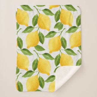 Watercolor lemons pattern sherpa blanket