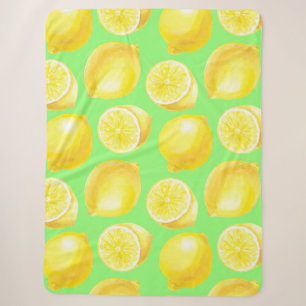 Watercolor lemons pattern sherpa blanket