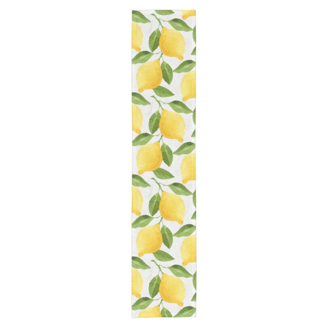 Watercolor lemons pattern short table runner (Front)