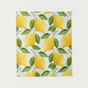 Watercolor lemons pattern tapestry