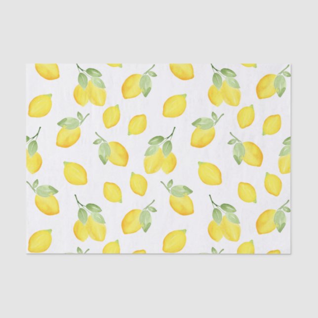 Watercolor Lemons Pattern Tissue Paper (Front)