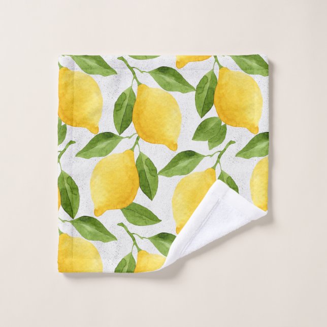 Watercolor lemons pattern wash cloth (Wash Cloth)