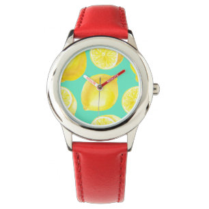 Watercolor lemons pattern watch