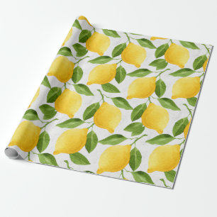 Watercolor lemons pattern wrapping paper