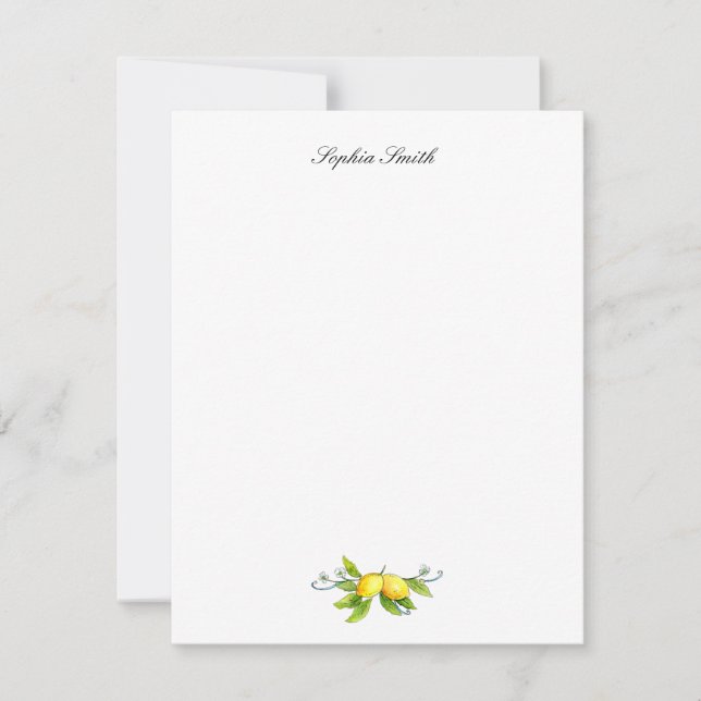 Watercolor Lemons  Personalized flat Thank You Card (Front)