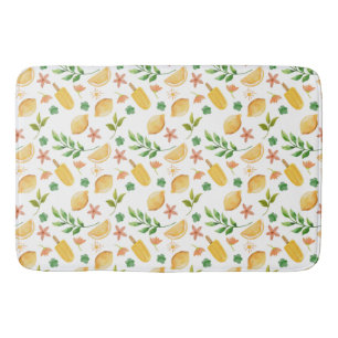 Watercolor Lemons & Popsicles Bath Mat