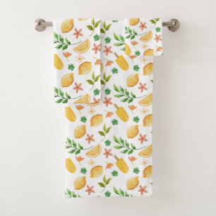 Watercolor Lemons & Popsicles Bath Towel Set