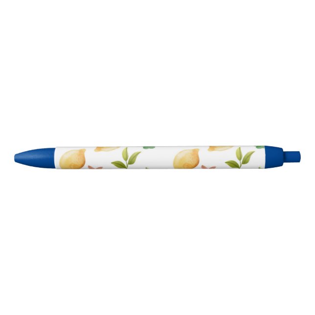 Watercolor Lemons & Popsicles  Blue Ink Pen (Front)