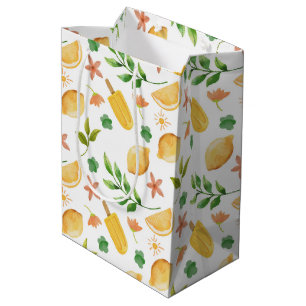 Watercolor Lemons & Popsicles Medium Gift Bag 