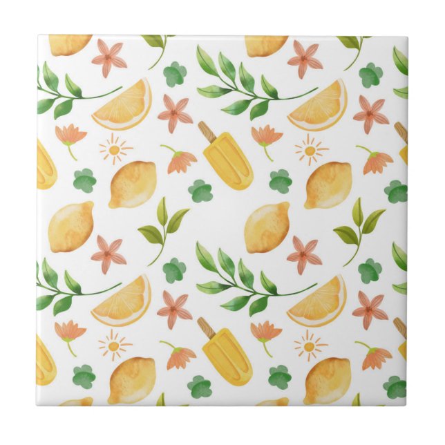 Watercolor Lemons & Popsicles Tile (Front)