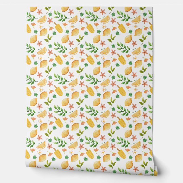 Watercolor Lemons & Popsicles Wallpaper (Unrolling)