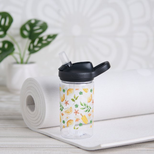 Watercolor Lemons & Popsicles  Water Bottle (Yoga (Rotated))
