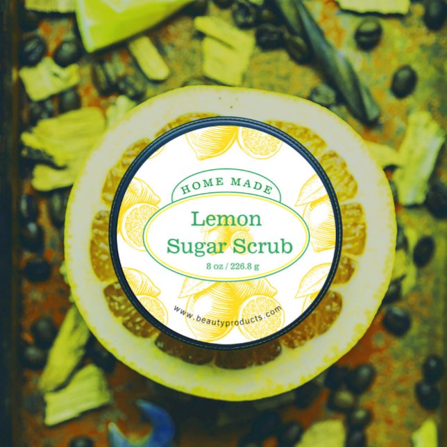 Watercolor lemons product label ( It is time to pamper yourself or your mom this Mother's Day with a delightfully indulgent sugar scr)