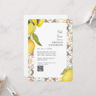 Watercolor Lemons Rounded Bridal Shower Invitation