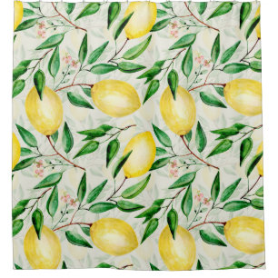 Watercolor lemons, seamless fruit pattern.