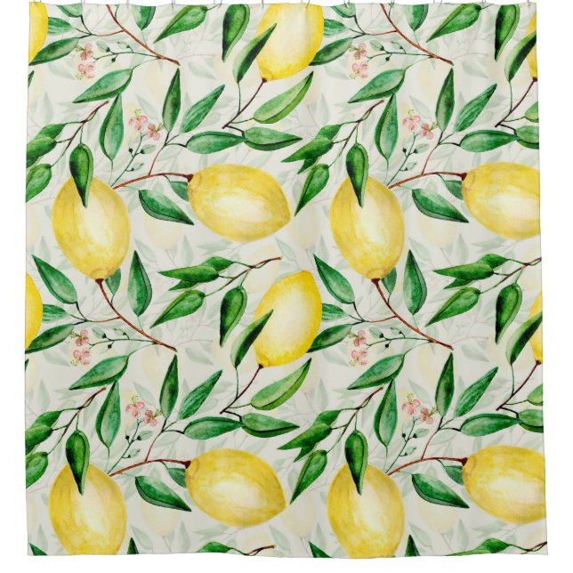 Watercolor lemons, seamless fruit pattern. (Front)