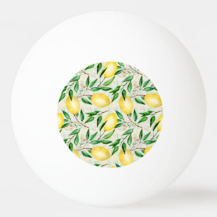 Watercolor lemons, seamless fruit pattern. ping pong ball