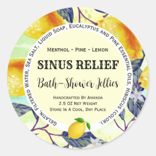 Watercolor Lemons Shower Jellies Product Label