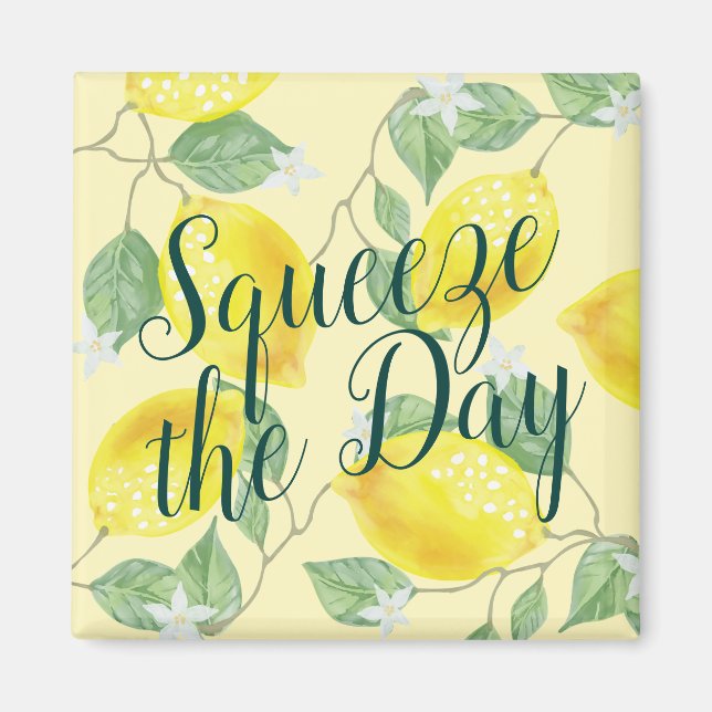 Watercolor Lemons Squeeze the Day Magnet (Front)