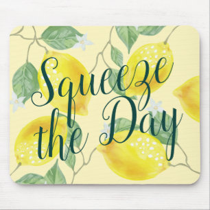 Watercolor Lemons Squeeze the Day Mouse Pad