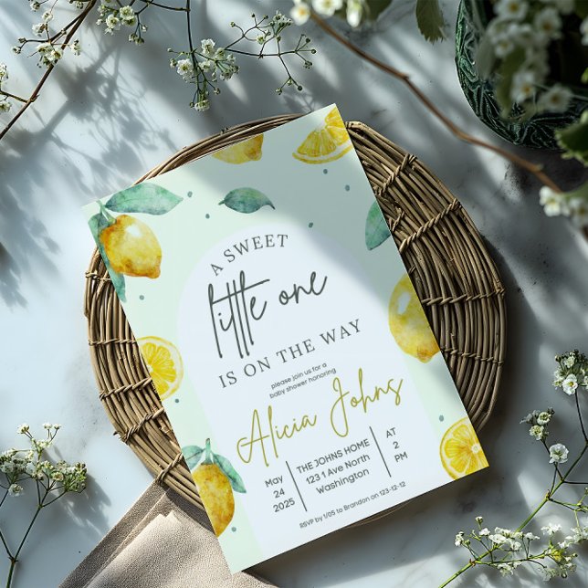 watercolor lemons sweet little one customizable  invitation (Creator Uploaded)