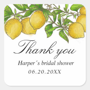 Watercolor lemons thank you favour sticker
