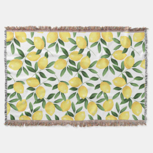 WATERCOLOR LEMONS THROW BLANKET