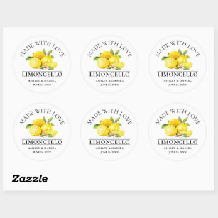 Watercolor Lemons Wedding Love Limoncello Classic Round Sticker