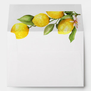 Watercolor Lemons Wedding Suite Return Address Envelope