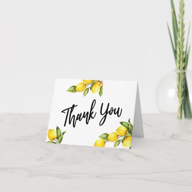 Watercolor Lemons Wedding Thank You Typography (Front)
