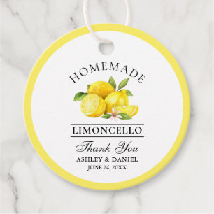 Watercolor Lemons Wedding Thanks Limoncello Round Favour Tags