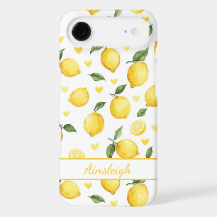 Watercolor Lemons With Hearts Monogrammed