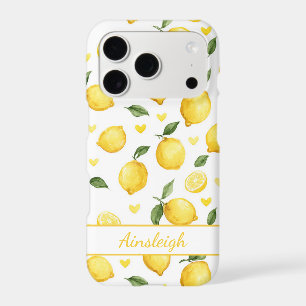 Watercolor Lemons With Hearts Monogrammed