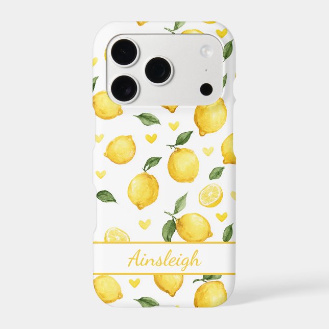 Watercolor Lemons With Hearts Monogrammed (Back)
