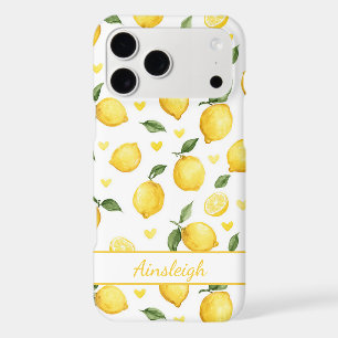 Watercolor Lemons With Hearts Monogrammed