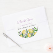 Watercolor Lemons With Lavender Wedding Shower Classic Round Sticker (Envelope)