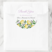 Watercolor Lemons With Lavender Wedding Shower Classic Round Sticker (Bag)