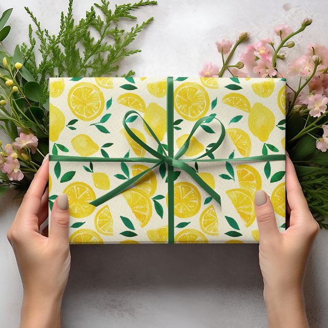 Watercolor lemons - yelllow and green wrapping paper sheet (Creator Uploaded)