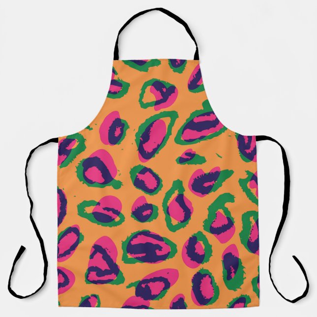 Watercolor leopard animal print illustration patte apron (Front)
