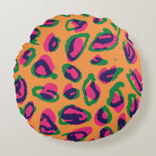 Watercolor leopard animal print illustration patte round pillow