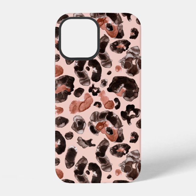 Watercolor leopard animal print pattern iPhone case (Back)