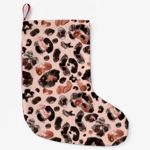 Watercolor leopard animal print pattern small christmas stocking