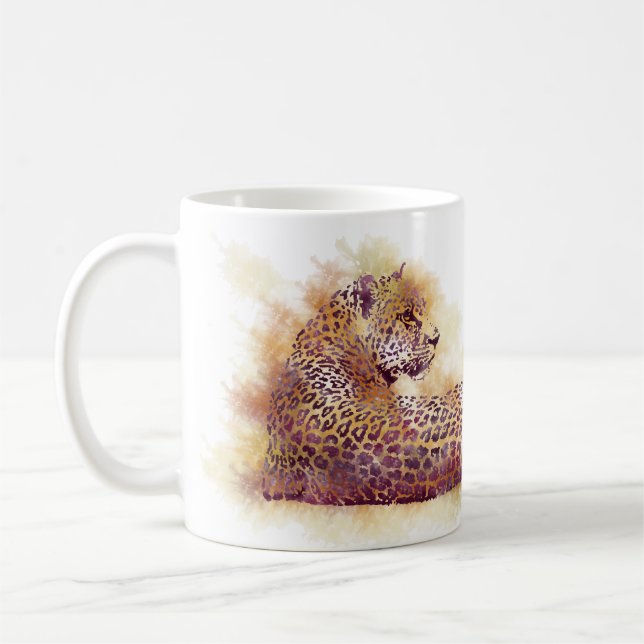 Watercolor Leopard Coffee Mug (Left)