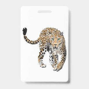 watercolor leopard jungle cat painted animal green badge