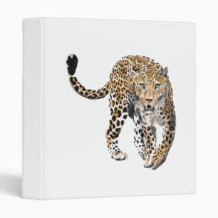 watercolor leopard jungle cat painted animal green binder