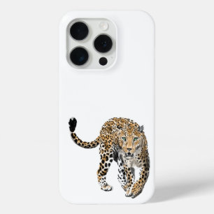 watercolor leopard jungle cat painted animal green iPhone 15 pro case