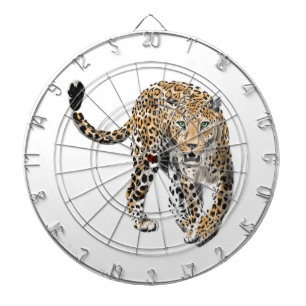 watercolor leopard jungle cat painted animal green dartboard