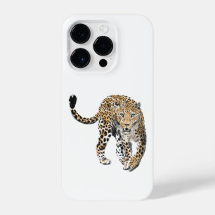 watercolor leopard jungle cat painted animal green iPhone 14 pro case