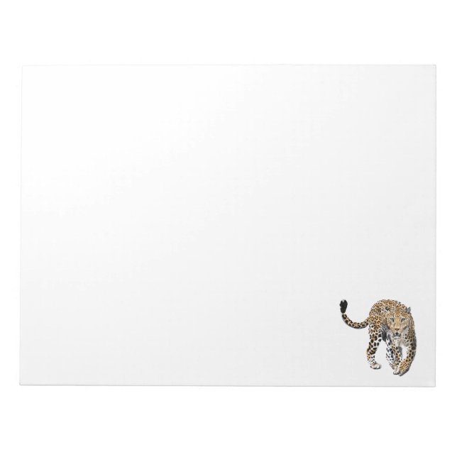watercolor leopard jungle cat painted animal green notepad (Front)