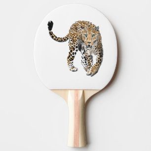 watercolor leopard jungle cat painted animal green ping pong paddle